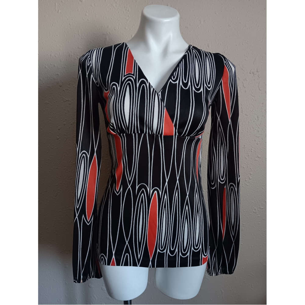 Frederick's of Hollywood Black and White Wrap Blouse